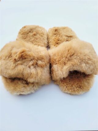Slide-on alpaca slippers