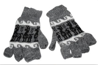 Alpaca Inca Patterned Fingerless Gloves 