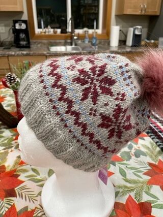 Handknit hat in Fair Isle Pattern- Adult
