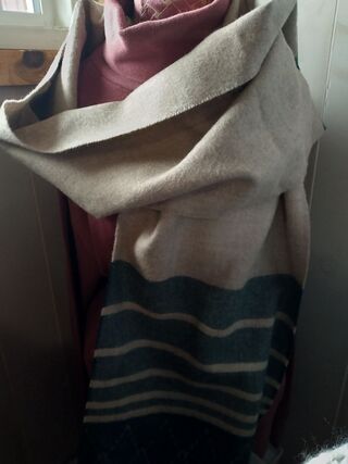 Tan and Teal alpaca scarf