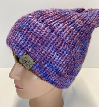Hand Dyed Knit Alpaca Hat, Purple Haze