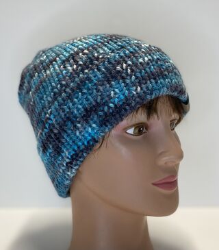 Hand Dyed Knit Alpaca Hat, Turquoise/Blk
