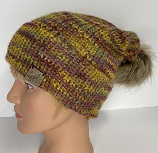 Hand Dyed Knit Alpaca Hat w/Pom, Fall