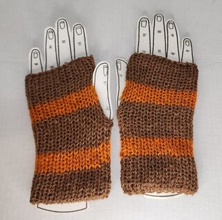 100% Alpaca Fingerless Gloves - br & org