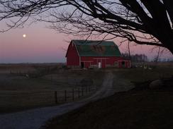 Moon and the big red barn