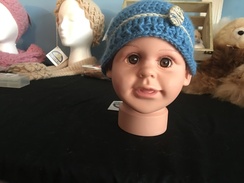 Baby Blue Button Alpaca Hat