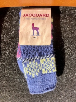 Socks- Alpaca Jacquard Sock-Blues/Pink