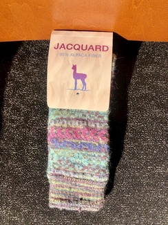 Socks- Alpaca Jacquard Sock- Teal Pink