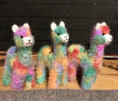 Alpaca Ornament- Needle Felted- Rainbow