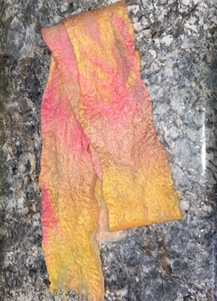 Wet Felted Alpaca Scarf- Pink Yellow