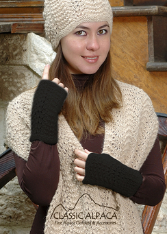 Scallop Lace Alpaca Fingerless Gloves