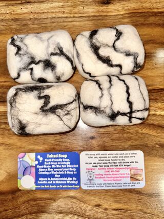 Hand felted soaps we make and sell these~