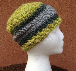 Lollypop Line Hat: Spring Green/Grey