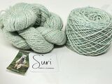 200 yds, Suri alpaca, cormo wool, silk, 2 ply DK, light mint green
