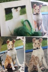 First fiber painting was of my Smooth Collie when she was a puppy. Background Example