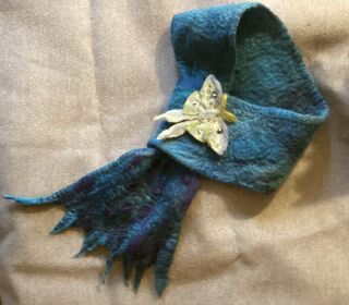 Hand Felted Scarf With Lunar Moth Embell