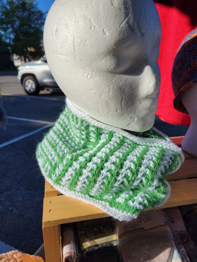 Green and white Infiniti scarf