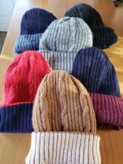 Double knit reversible hat, 100% alpaca