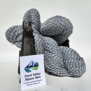 Blue Gray White Alpaca Yarn Barber-Pole