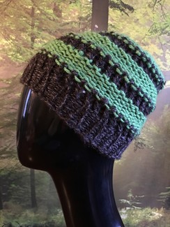 GGF Handknit-Grey and Green Slouch Hat