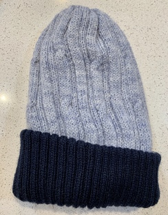 Alpaca reversible knit hats - Light Blue