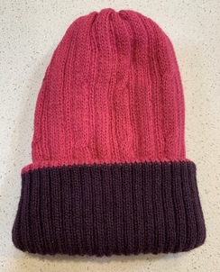 Alpaca reversible knit cap - Dark Pink