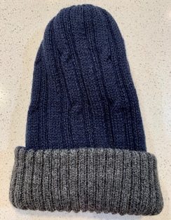 Alpaca reversible knit hat - Dark blue