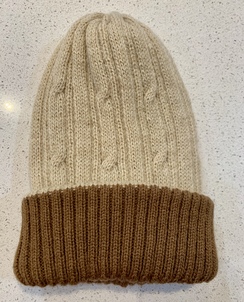 Alpaca reversible knit hat - Beige/brown