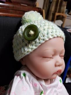 Pom and Button Baby Hat