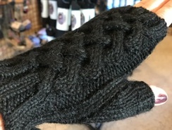 Fingerless cable alpaca gloves