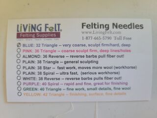 felting needle size chart