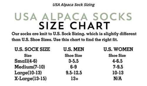Sock Size Chart Small Medium Large