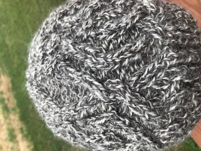 Completed cable knit hat