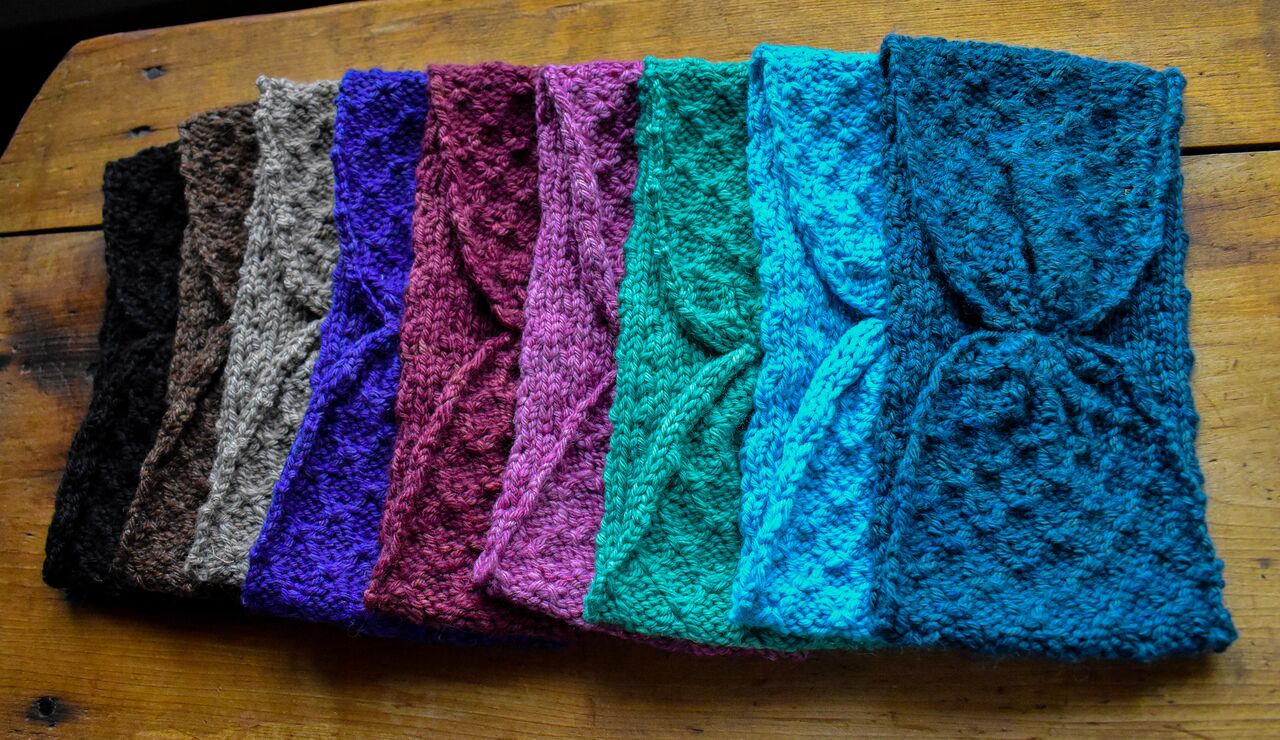 Knit headbands in a variety of colours