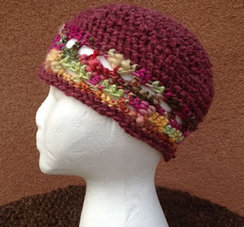 Lollypop Line Hat: Maroon Flower Garden