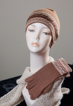 Matching Alpaca Knitted Hat and Gloves