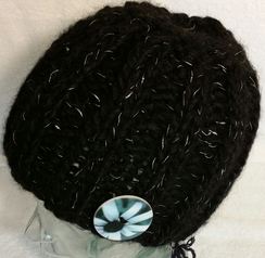 SOLD Messy Bun Hat/Earwarmer Black
