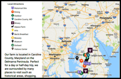 Our map on Google shows nearby attractions, dining and places of interest to visit.