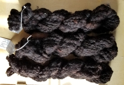 Black alpaca art yarn plied wGold thread