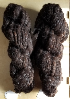 Black alpaca art yarn plied with mohair