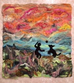 Wall Hanging- Needle Felted- At Play!