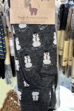 Socks- Alpaca Bamboo Socks with Snowmen