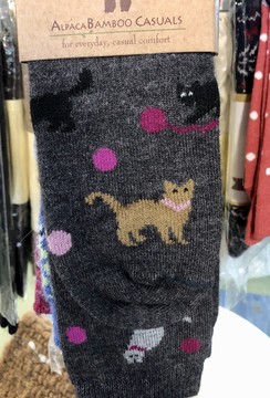 Socks- Alpaca Bamboo Socks with Kitties