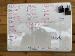 Our quick reference board while we are at the barn