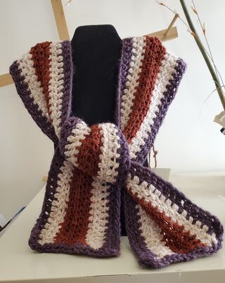 Photo of Striped scarf - Purple, White and Rust
