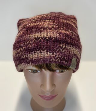 Hand Dyed Knit Alpaca Hat, Burgundy