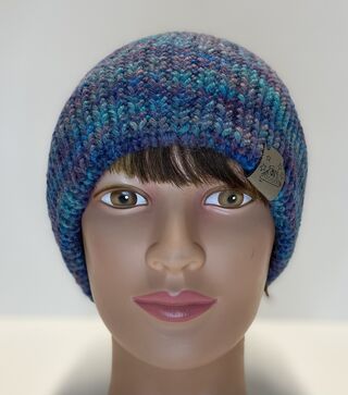 Hand Dyed Knit Alpaca Hat, Aqua & Purple