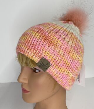 Hand Dyed Alpaca Blend Hat with Pom