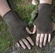 Brown fingerless gloves